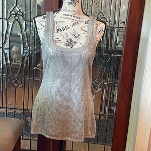White House Black Market silver sequin tank - medium